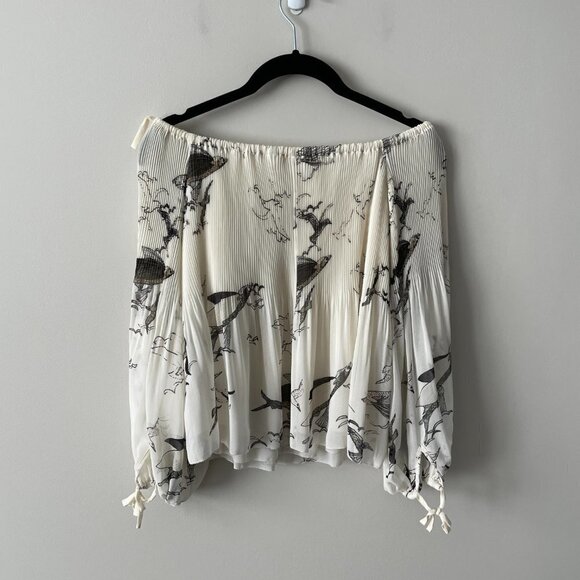 WILFRED Talence Off The Shoulder Blouse Pattern Pullover White Black XS - Picture 3 of 7